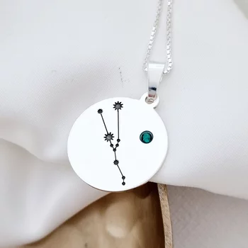 Csillagkép Érme Nyaklánc - 925 Sterling Ezüst Swarovski Kristály - Körkapocs
