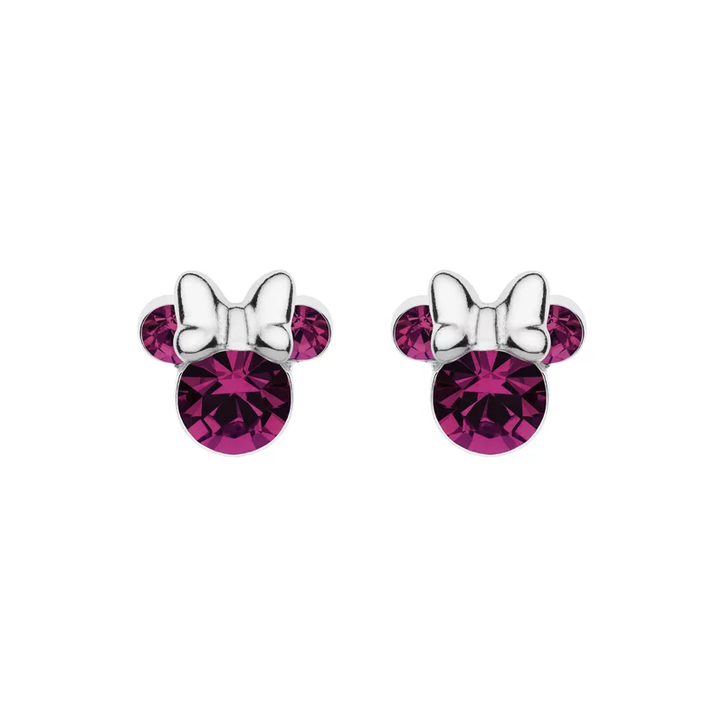 Disney Birthday Minnie Mouse februári fülbevaló - ezüst 925 és kristály