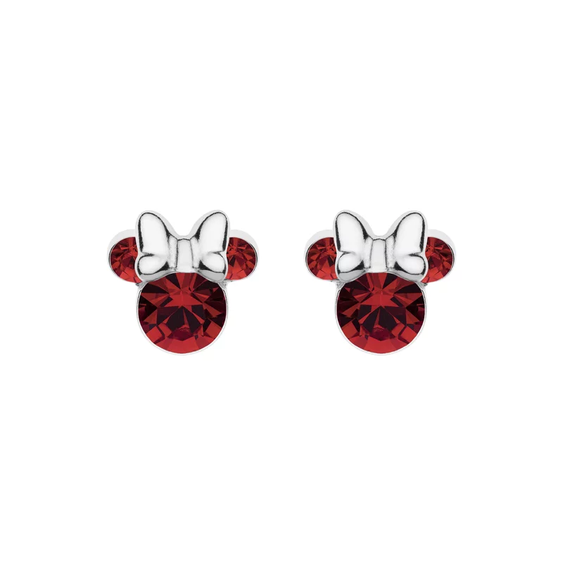 Disney Birthday Minnie Mouse januári fülbevaló - 925 ezüst és kristály