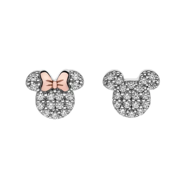 Disney duett fülbevaló Mickey Mouse és Minnie Mouse - Ezüst 925 és Cubic Zirconia