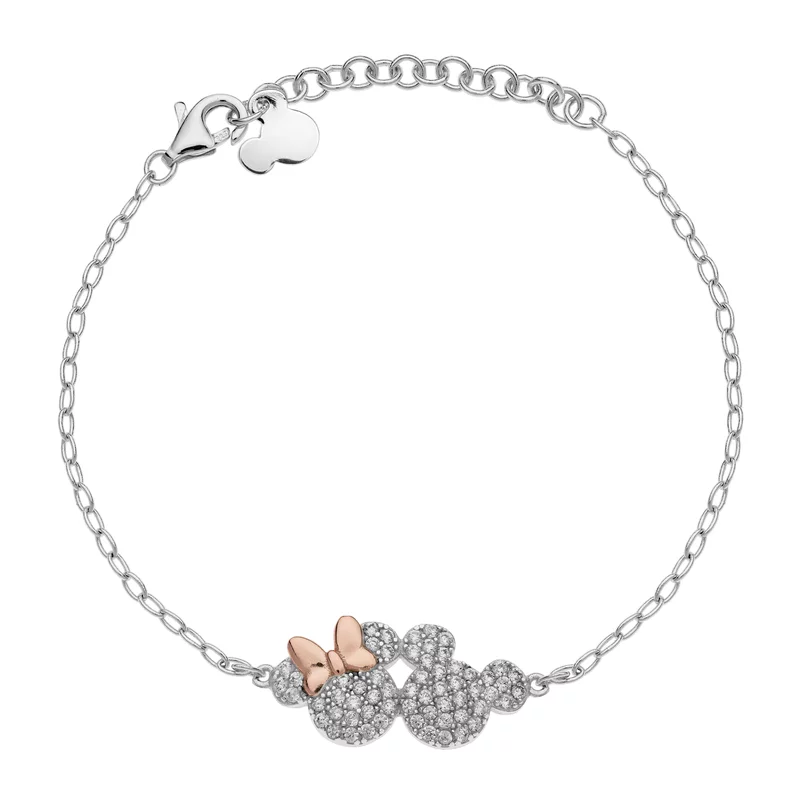 Disney Minnie és Mickey Mouse karkötő - 925 ezüst és cirkónia