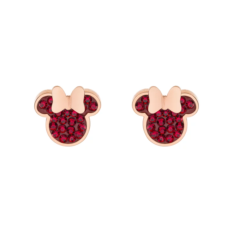 Disney Minnie Mouse fülbevaló - Rose Medical rozsdamentes acél és vörös kristályok