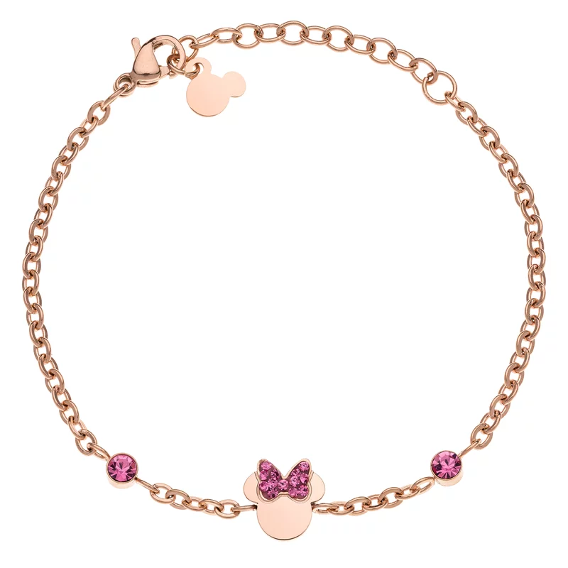 Disney Minnie Mouse karkötő kristály masnival - Rose Medical rozsdamentes acél és rózsaszín kristályok