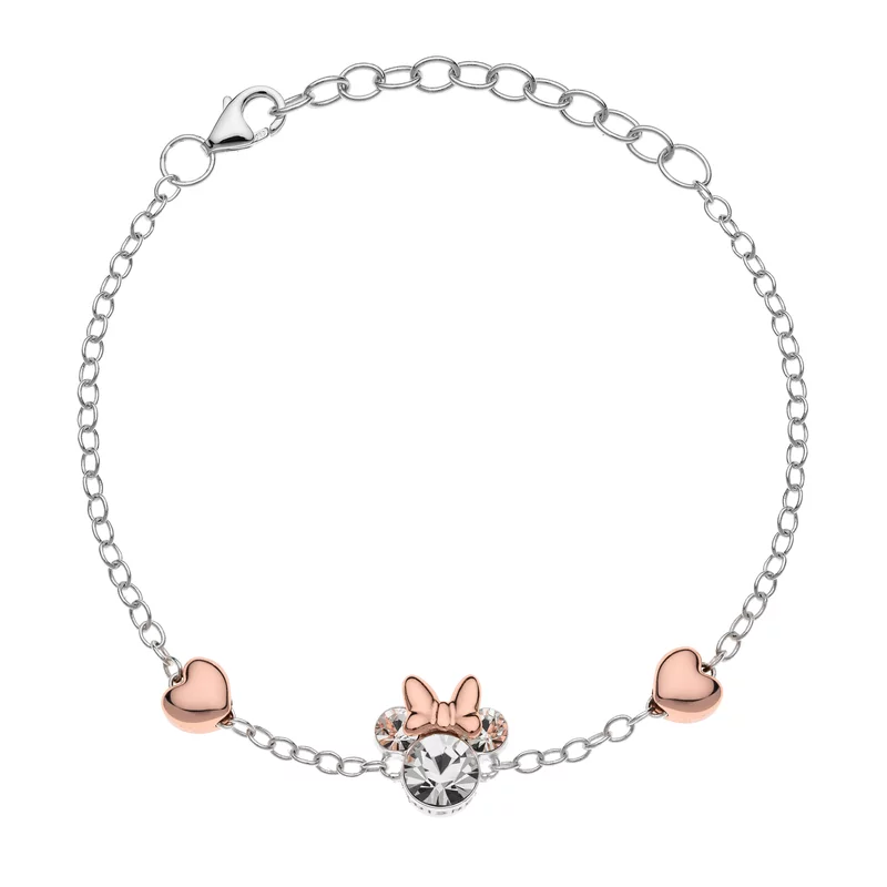 Disney Minnie Mouse & Rose Hearts karkötő - ezüst 925