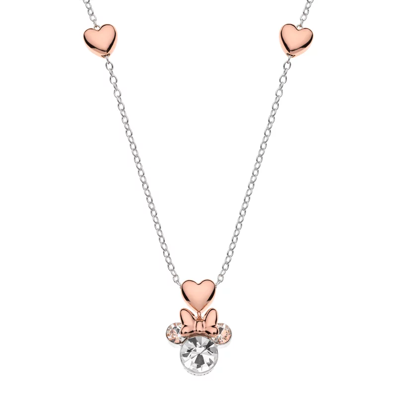 Disney Minnie Mouse & Rose Hearts nyaklánc - ezüst 925
