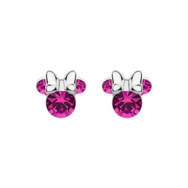 Disney születésnapi Minnie egér fülbevaló október hónapra - ezüst 925 és kristály