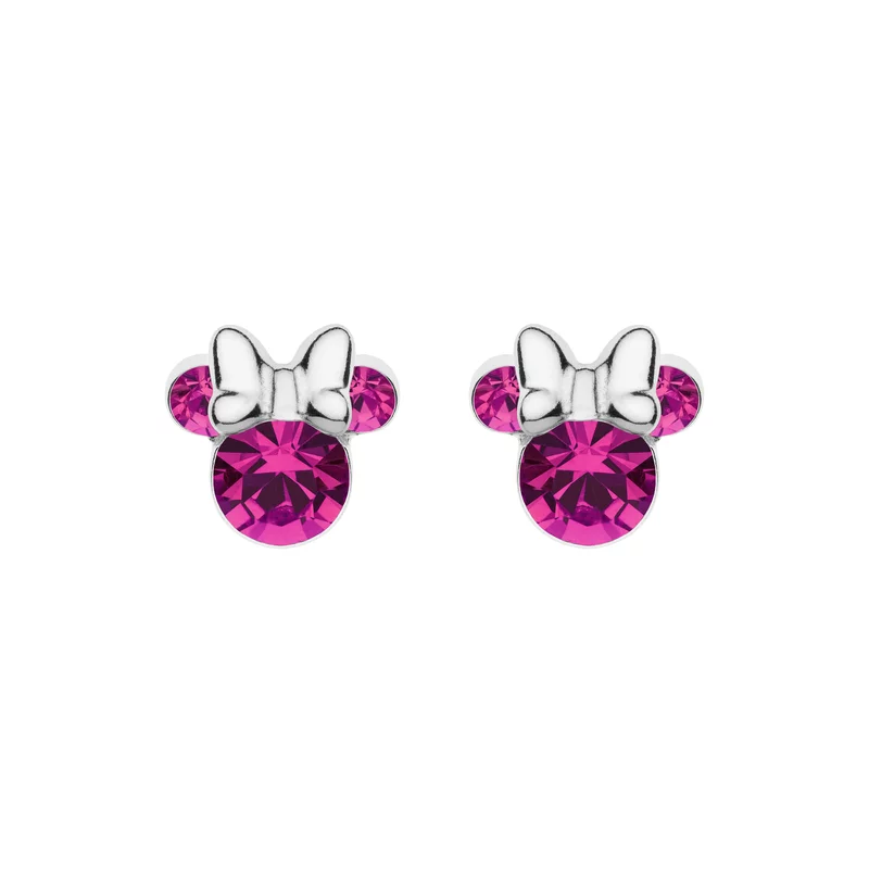 Disney születésnapi Minnie egér fülbevaló október hónapra - ezüst 925 és kristály