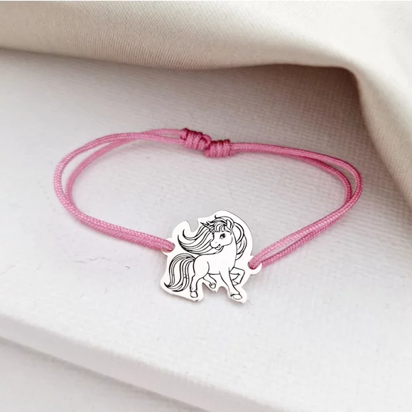 Egyszarvú Karkötő - 925 Sterling Ezüst - Állítható Zsinór
