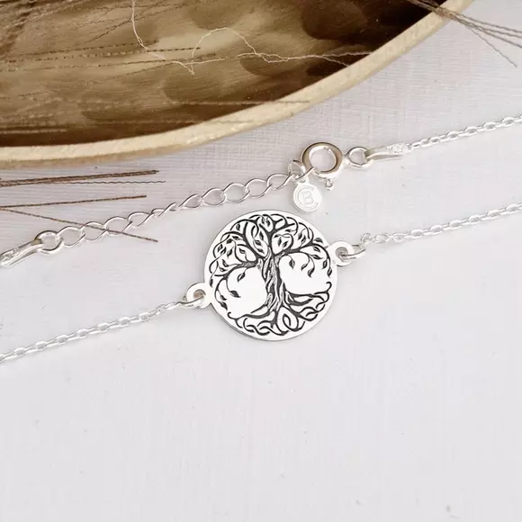 Életfa Karkötő - 925 Sterling Ezüst Érme- Lánc