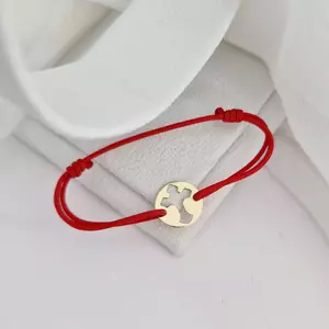 14K Kivágott Kereszt Karkötő állítható zsinórral