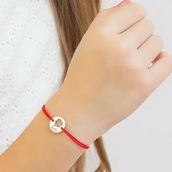 Érme Karkötő - Kivágott Lóhere és Név - 12 mm - Sterling Ezüst - Állítható Zsinór