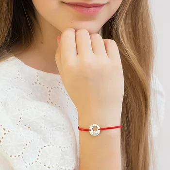 Érme Karkötő - Kivágott Lóhere és Név - 12 mm - Sterling Ezüst - Állítható Zsinór