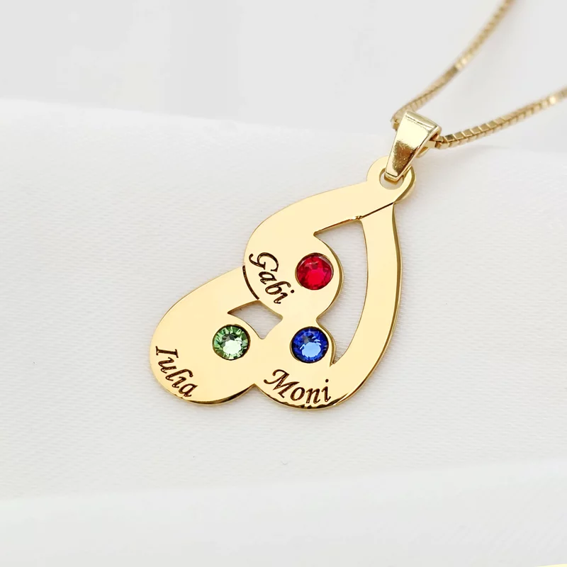 Érzelem Cseppek Nyaklánc - 3 Név - 18K Sárga Aranyozott 925 Sterling Ezüst  Swarovski Kristály - Körkapocs