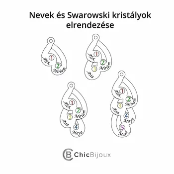 Érzelem Cseppek Nyaklánc - 4 Név - 925 Sterling Ezüst  Swarovski Kristály - Körkapocs
