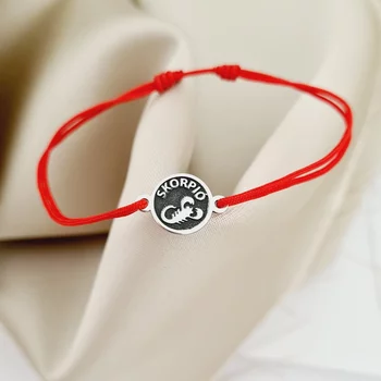 Ezüst Skorpió Csillagjegy Karkötő állítható zsinórral