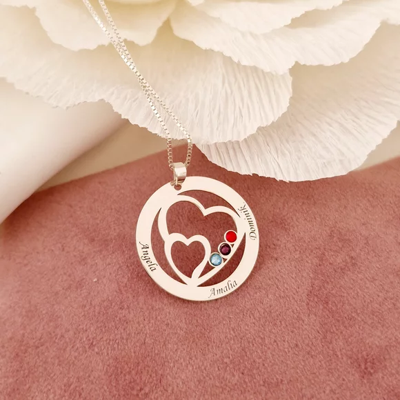 Családi Egyesülés - 3 Név -  925 Sterling Ezüst  Swarovski Kristály - Körkapocs