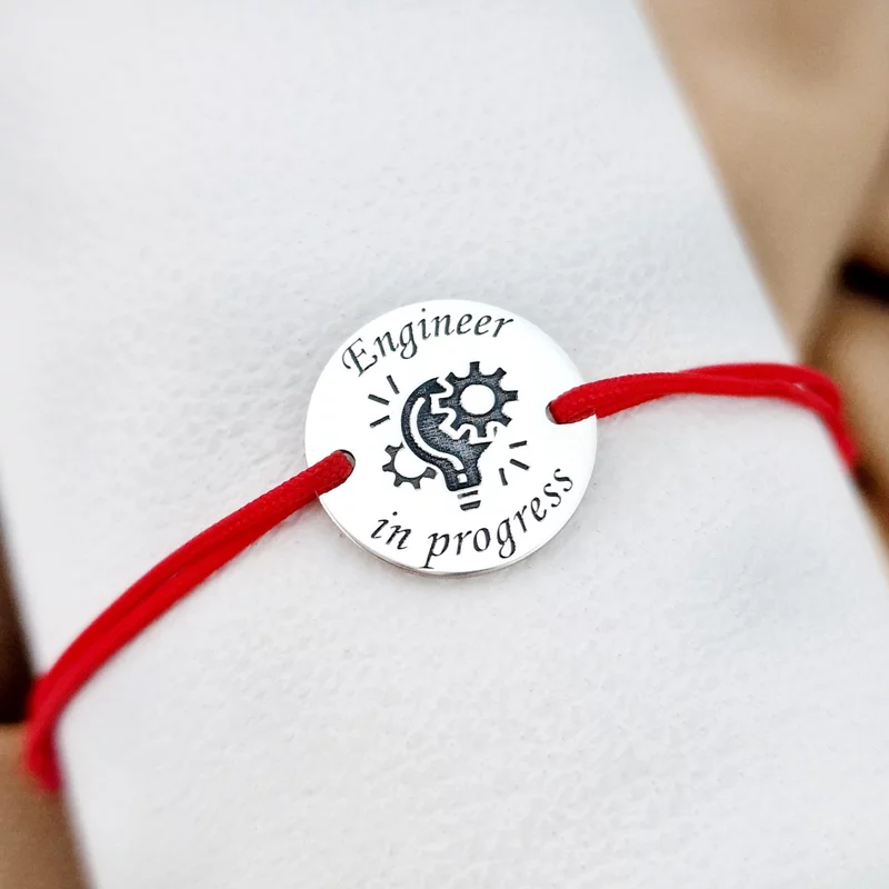 Ezüst Érme Karkötő - Műszaki Szimbólum - Állítható Zsinór