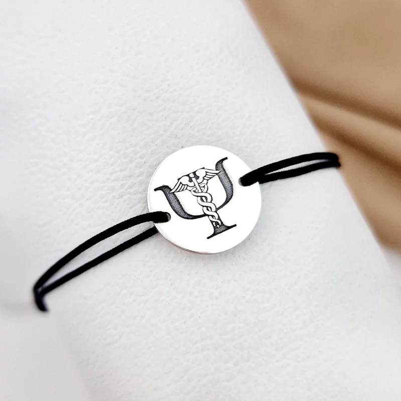 Ezüst Érme Karkötő - Orvosi Pszichológia - Állítható Zsinór