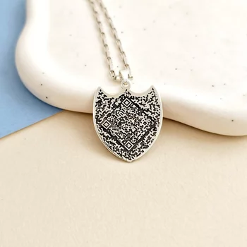 Ezüst Férfi Nyaklánc - Pajzs QR Kóddal