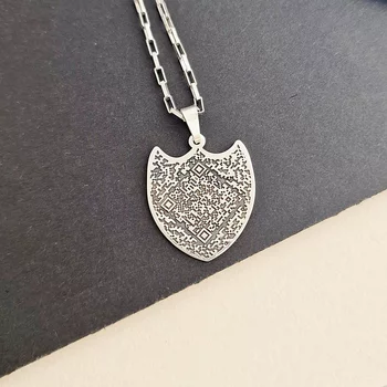 Ezüst Férfi Nyaklánc - Pajzs QR Kóddal