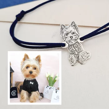 Ezüst Fotogravírozott Kutya Karkötő állítható zsinórral