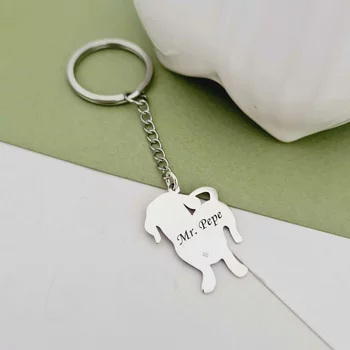 Ezüst Fotogravírozott Kutya Kulcstartó