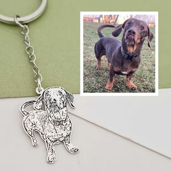 Ezüst Fotogravírozott Kutya Kulcstartó
