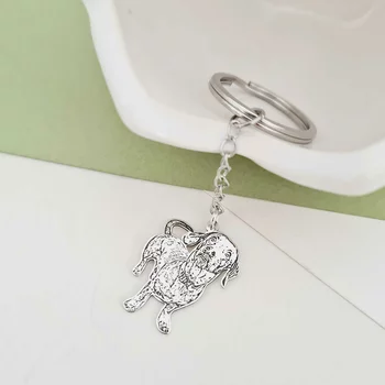 Ezüst Fotogravírozott Kutya Kulcstartó