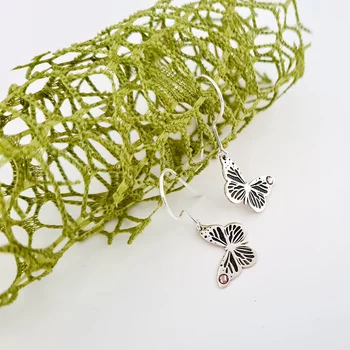 Ezüst Hosszú Pillangó Fülbevaló Swarovski kristállyal
