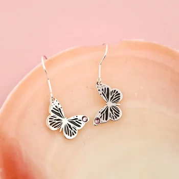 Ezüst Hosszú Pillangó Fülbevaló Swarovski kristállyal