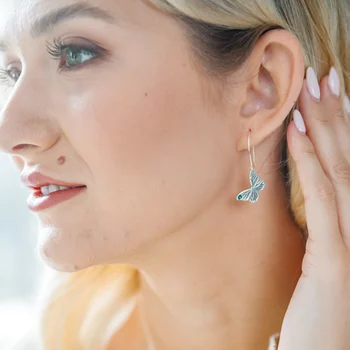Ezüst Hosszú Pillangó Fülbevaló Swarovski kristállyal