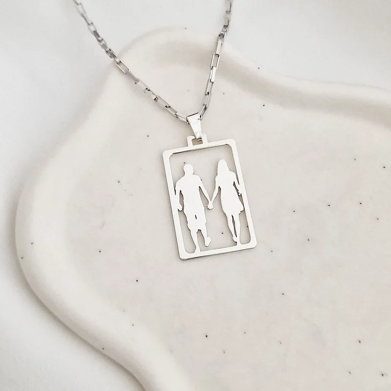 Ezüst Kivágott Pár Férfi Nyaklánc