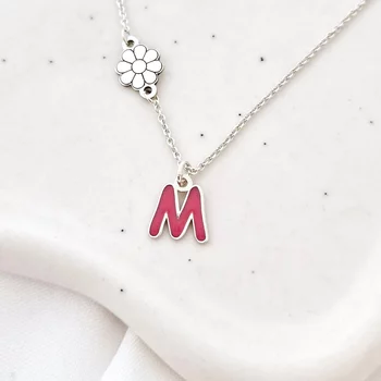 Ezüst  Nyaklánc - Álomszirmok - Kezdőbetüvel és virággal - 925 Sterling Ezüst