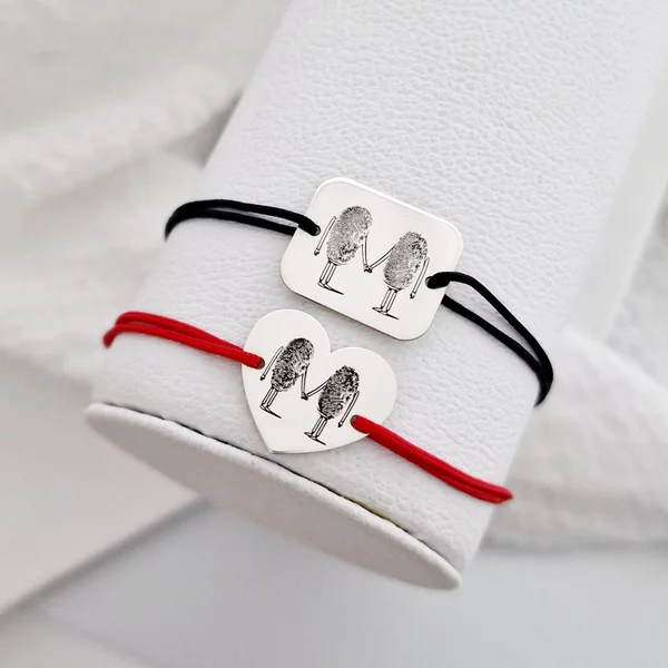 Ezüst Újjlenyomat Karkötő Szett