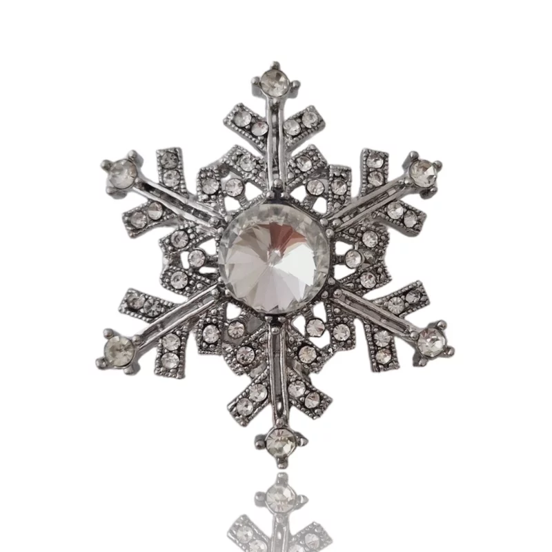 Ezüstözött Fényes Hópehely Bross