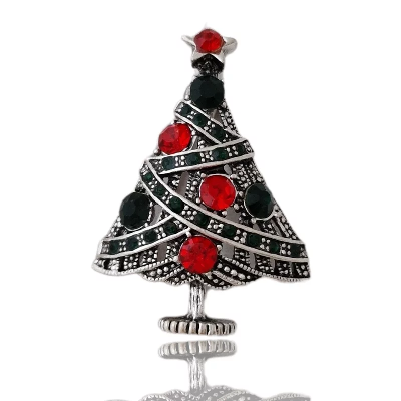 Ezüstözött Fénylő Karácsonyfa Bross