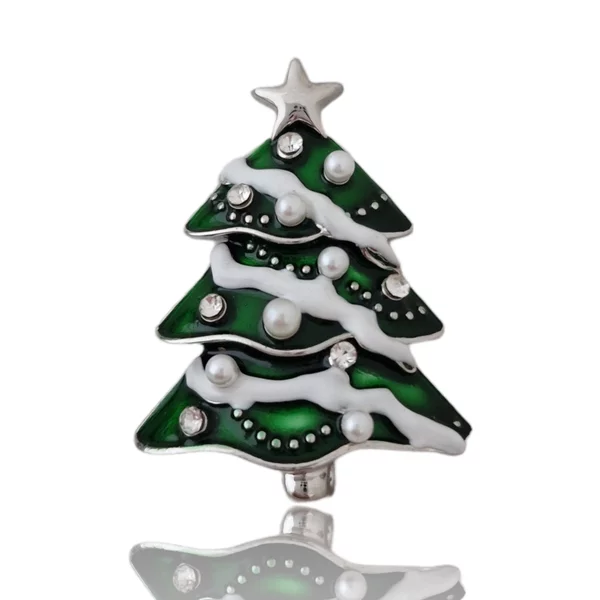 Ezüstözött Gyöngyös Karácsonyfa Bross
