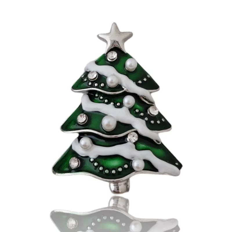 Ezüstözött Gyöngyös Karácsonyfa Bross