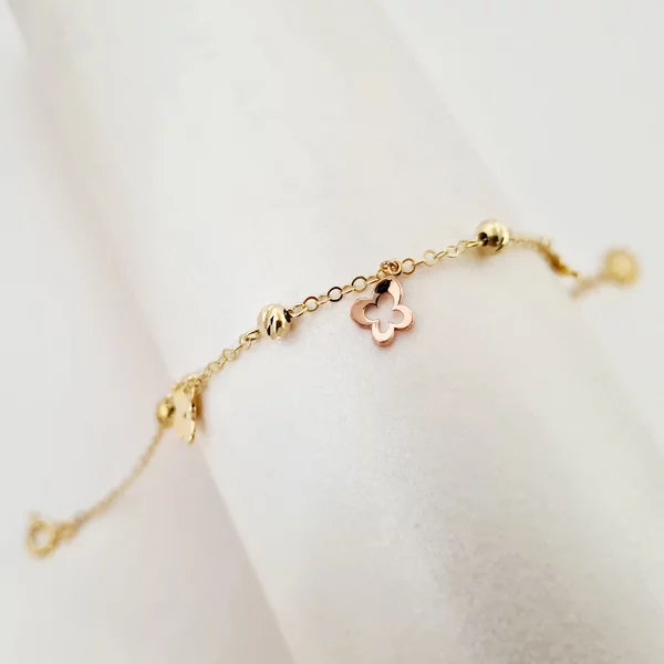 Fairyland kollekció karkötő - Virágos fényű - 925 ezüstözött 18K sárga és rózsaszín arannyal