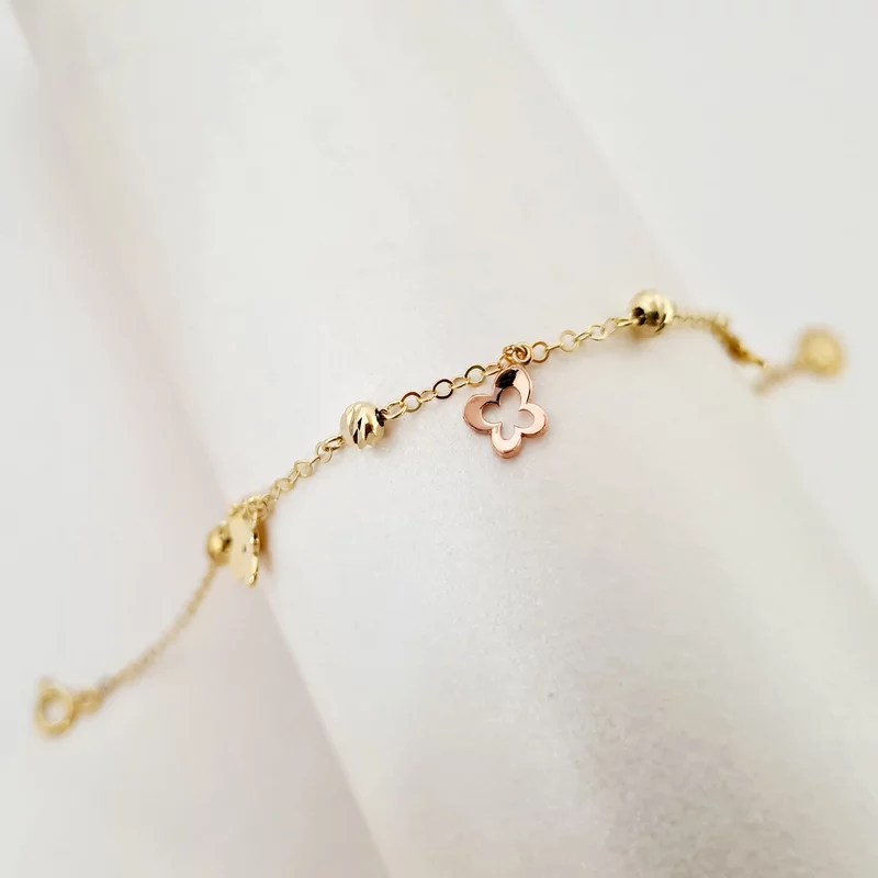 Fairyland kollekció karkötő - Virágos fényű - 925 ezüstözött 18K sárga és rózsaszín arannyal