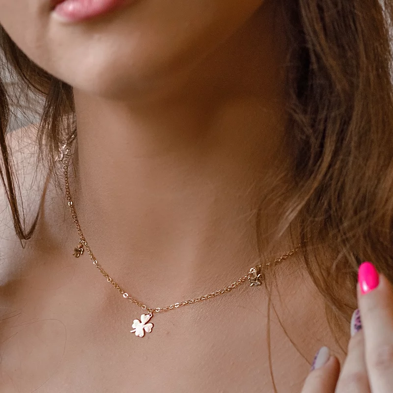 Fairyland kollekció nyaklánc - Lucky lóhere - Ezüst 925 18K sárga és rózsa arannyal bevonva