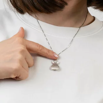 Fényképes Angyal Medál - Golden Angel - Ródiumozott Ezüst 925 - Fehér Cirkónia