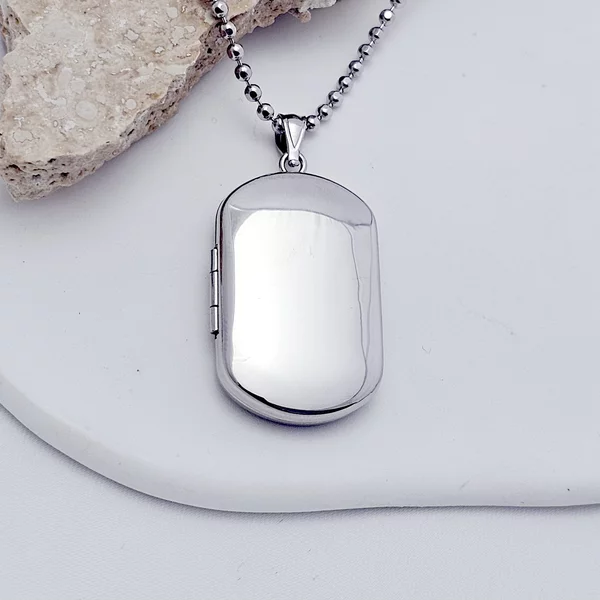 Fényképes Katonai Cédula Nyaklánc - Ezüst 925 - Ródium Bevonattal