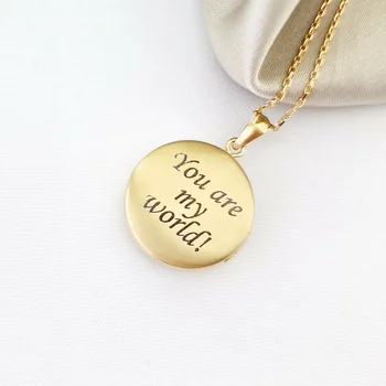 Fényképes Kerek Nyaklánc -Tree of Life -  925 Sterling Ezüst 18K Sárga Arany bevonattal - Körkapocs