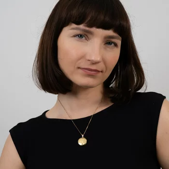 Fényképes Kerek Nyaklánc -Tree of Life -  925 Sterling Ezüst 18K Sárga Arany bevonattal - Körkapocs