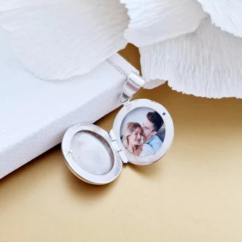 Fényképes Kerek Nyaklánc - Ujjlenyomat - 925 Sterling Ezüst - Körkapocs