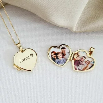 Fényképes Nyitható Szív Medál - 9K Sárga Arany