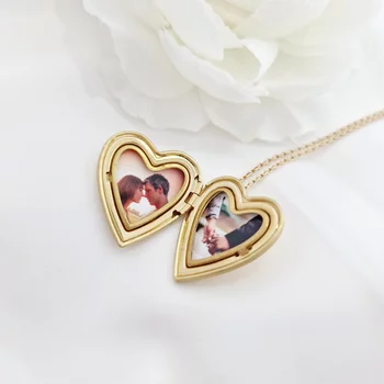 Fényképes Szív Nyaklánc - Beauty and the Beast - Ezüst 925 - 18K Sárga Arany bevonattal