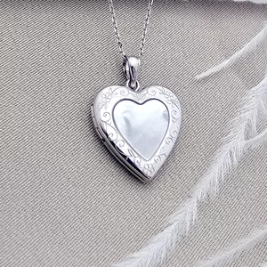 Fényképes Szív Nyaklánc - Mother of Pearl - Ezüst 925 Ródium bevonattal