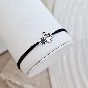 Fényképezőgép Karkötő - 925 Sterling Ezüst - Állítható Zsinór